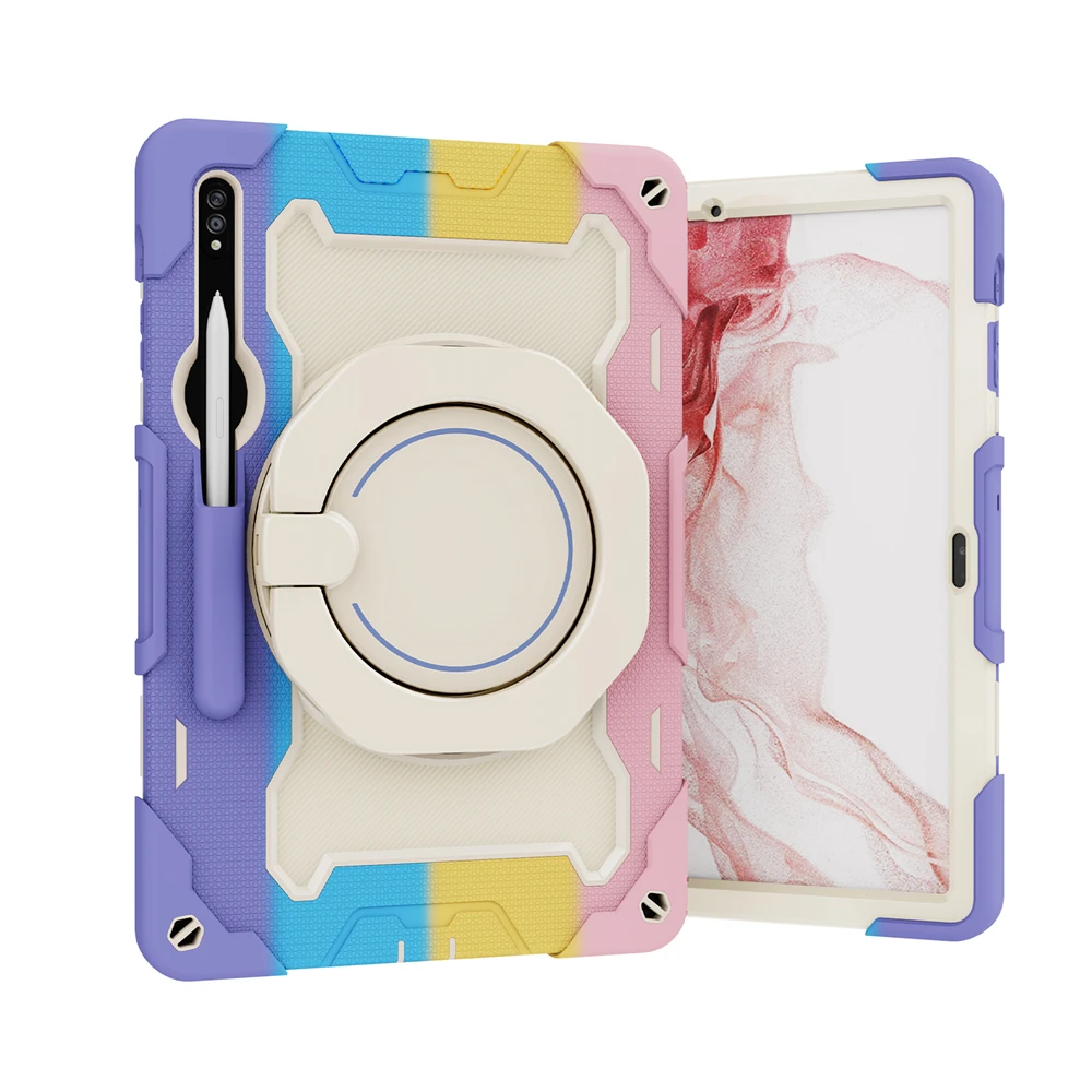 حافظة لهاتف سامسونج تاب S9 بلس FE S8 S7 S6 Lite حافظة مضادة للصدمات لهاتف جالاكسي A7 A8 A9 Plus 360 غطاء لوحي بحامل دوار #1