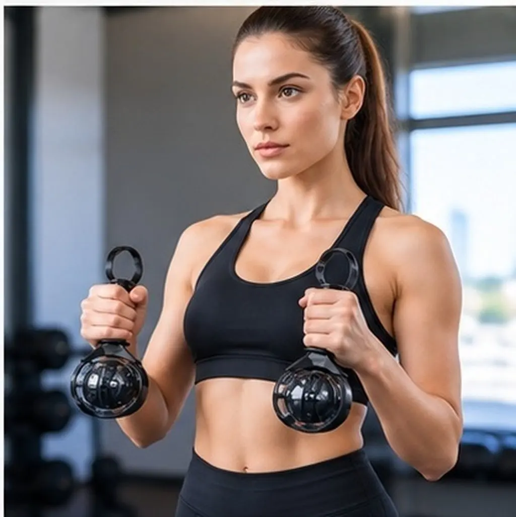 2Pcs Ergonomic Wrist Strengthener Grip Trainer Handle Gyro Ball Holder Hand Muscle Exercise Workout Accessory Gyro Ball Trainer