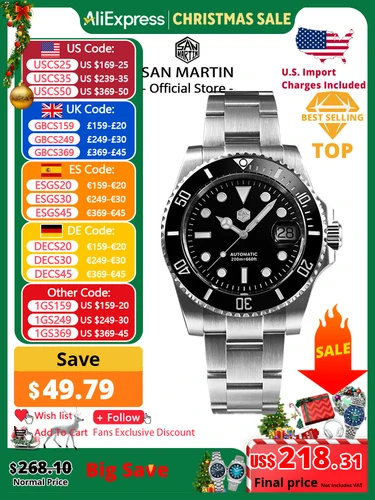 San Martin versión mejorada 40mm Water Ghost Diver reloj hombres relojes mecánicos automáticos de lujo zafiro impermeable 200m SN0017