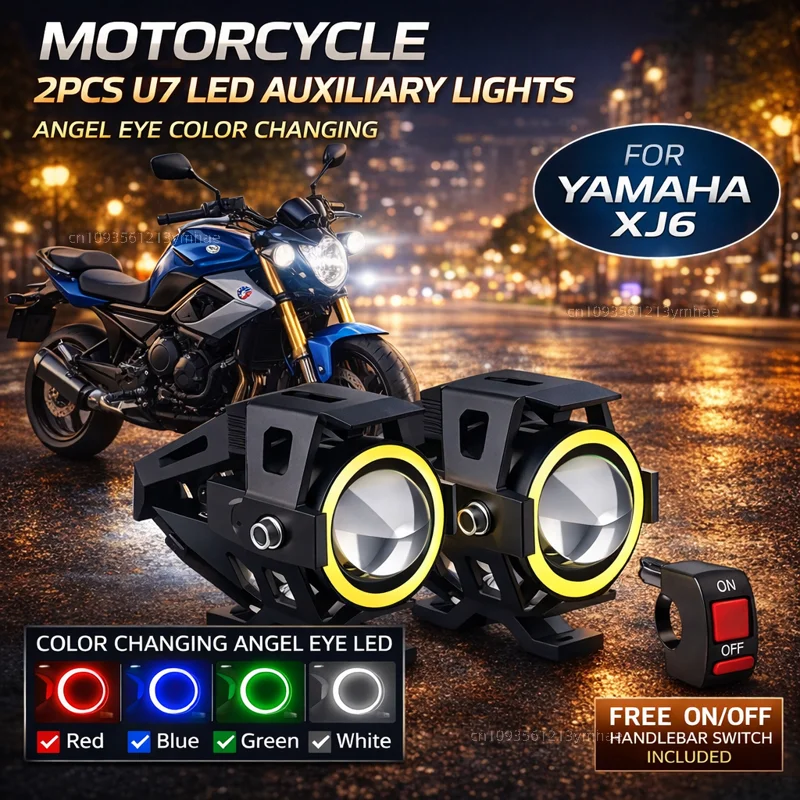 

Waterproof Motorcycle LED Headlight 3000LMW U7 Motorbike LED Driving Fog Spot Light with Switch For Yamaha XJ6 XJ6F XJ6N