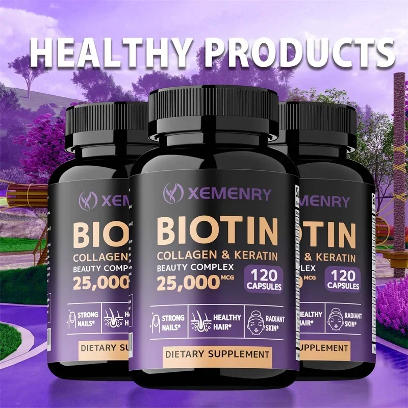 

Biotin + Collagen + Keratin - Antioxidant, Anti-Aging, for Hair, Skin, Nail Health, Promotes Metabolism, Improves Immunity