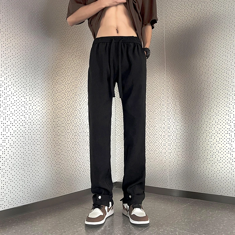 

British Style Autumn New High Waist Trousers Men Belt Design Slim Fit Suit Pants Office Social Wedding Party Formal Pants F181