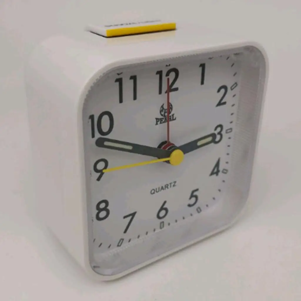 Classic Square Analog Quartz Travel Alarm Clock Silent Movement Night Light for Bedrooms and Hotel Use
