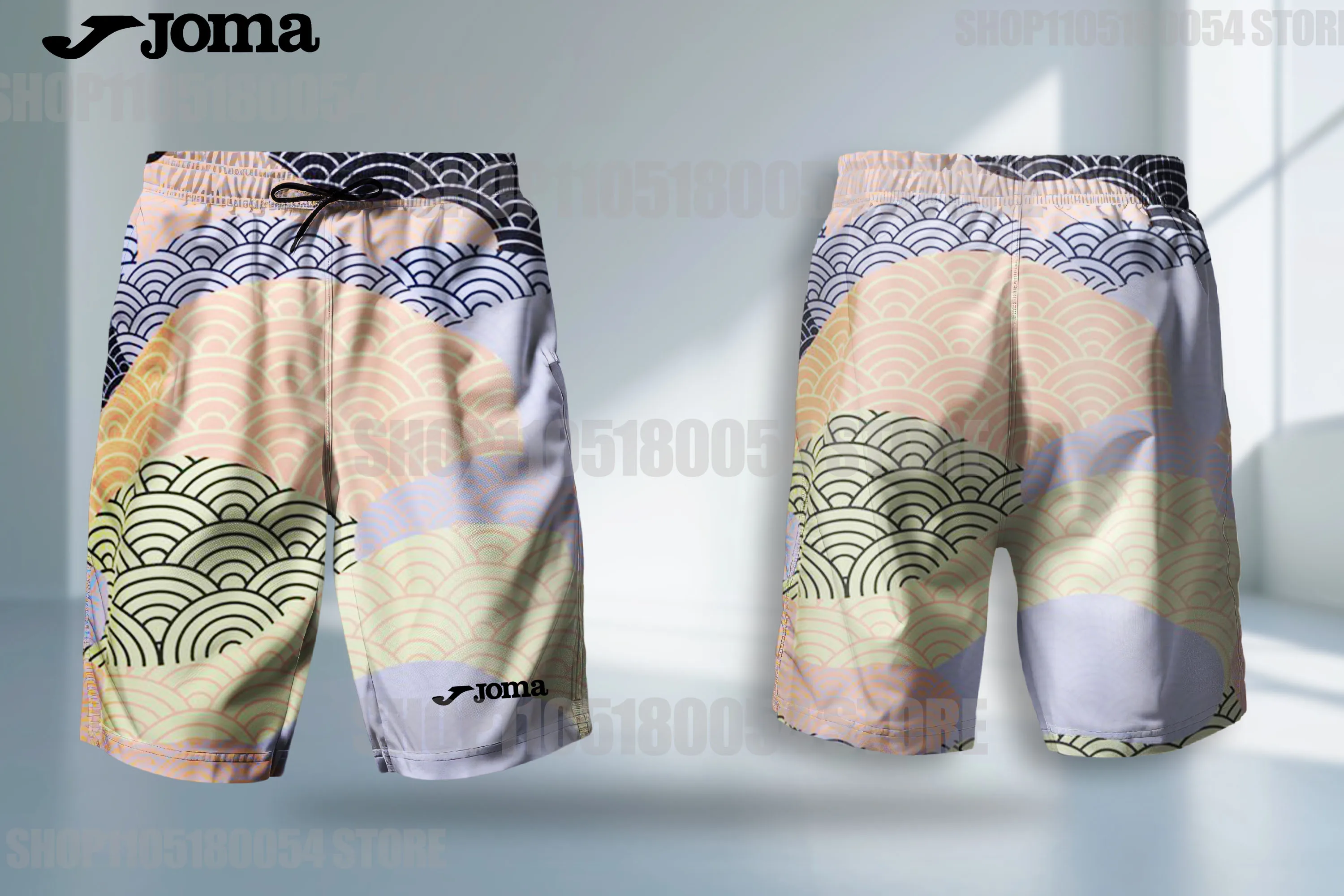 

JOMA Новые мужские и женские дышащие шорты для бега с 3D-принтом, спортивные шорты из полиэфирного волокна с завязками и карманами