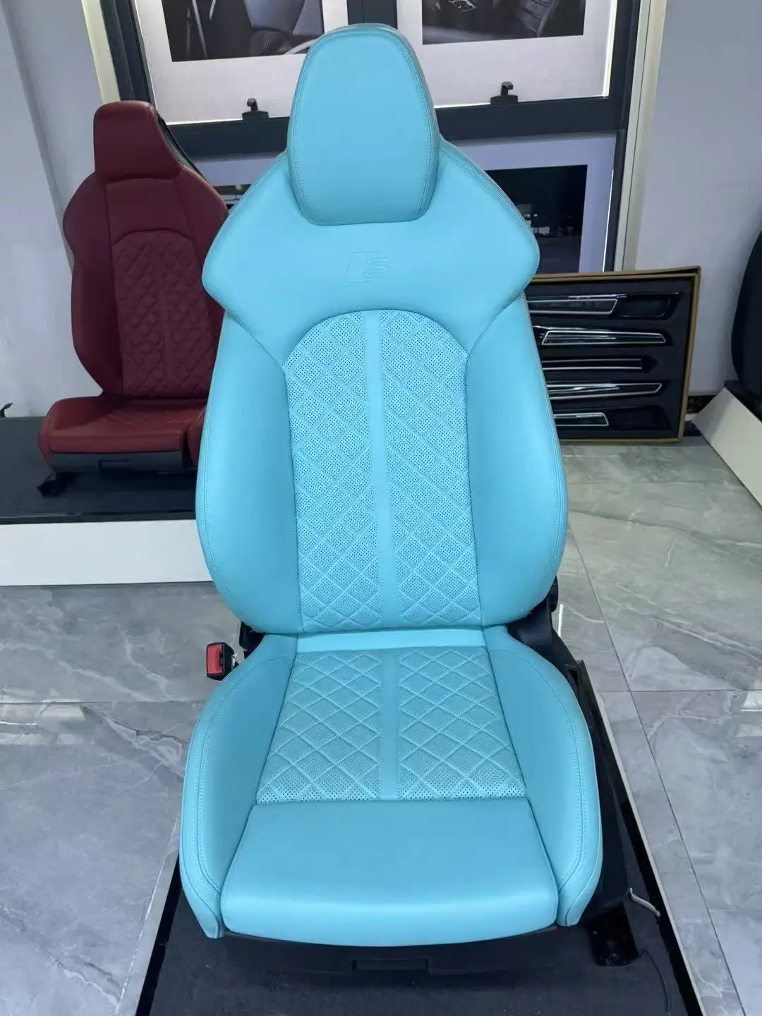 اكسسوارات السيارات الداخلية دلو مقاعد رياضية وسادة مخصصة أغطية جلد الرياضة سباق مقعد ل RS A4 A5 A6 A7 Q3 Q5L Q8