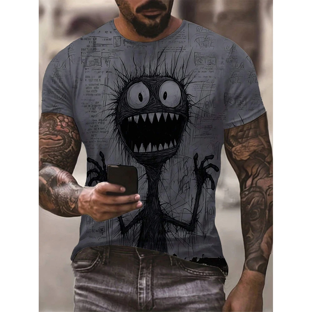 Funny Anime Monster 3D Printed T-Shirts Men Women Fashion Streetwear Oversized Short Sleeve T Shirt Kids Tees Tops Man Clothing