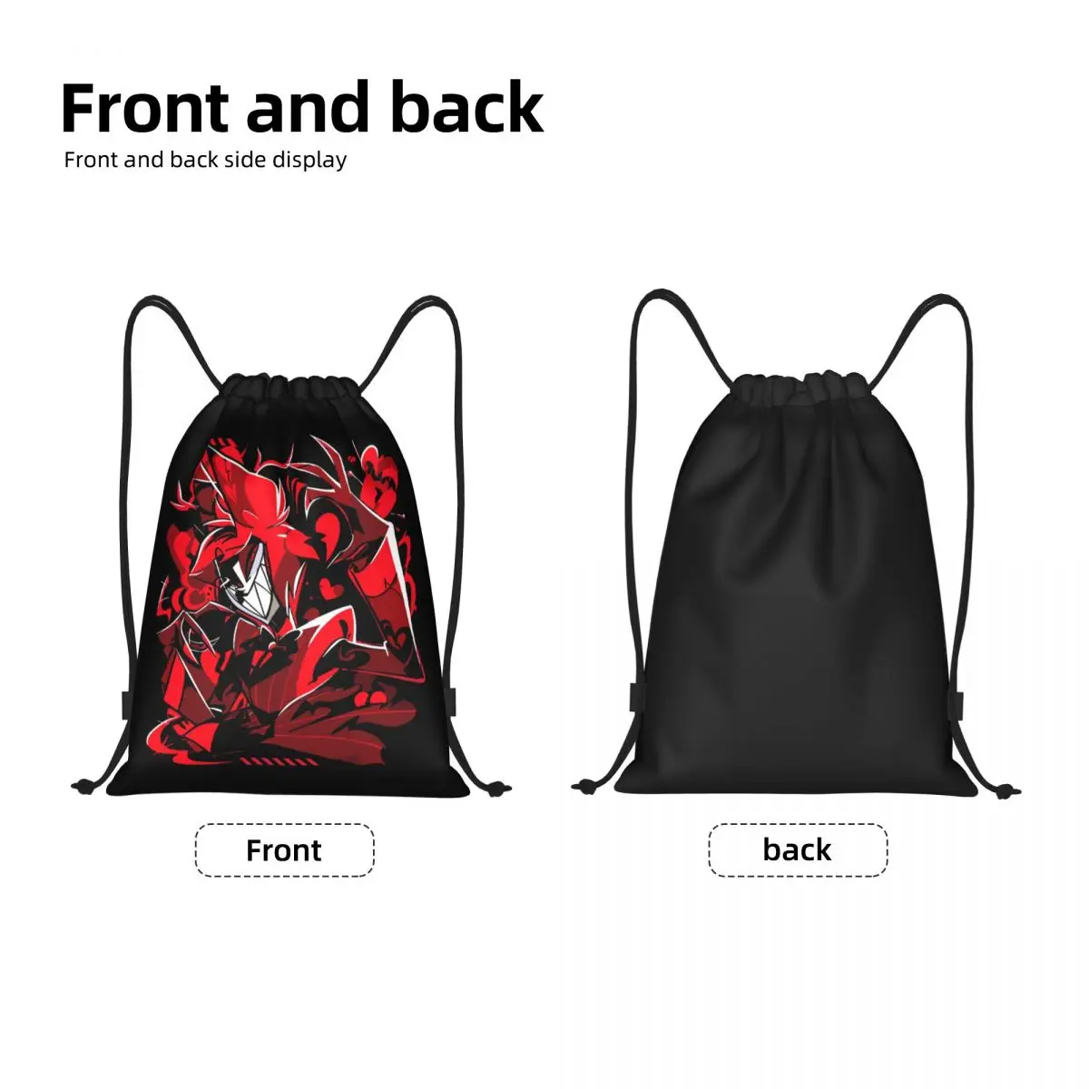 Custom Hazbins TV Show Animation Hotel Drawstring Bags for Training Yoga Backpacks Men Women Sports Gym Sackpack