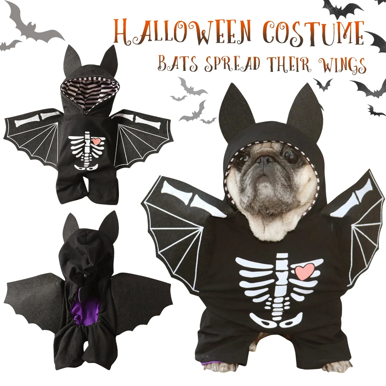 wholesale Dog Bat Clothing Halloween Pet Costumes Bat Wings for Small Medium Large Dogs