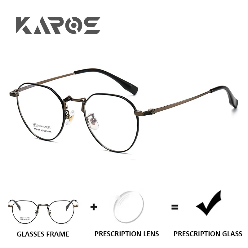 

KAROS Full Titanium Round Frame Prescription Glasses for Women Photochromic Anti Blue Light Nearsighted Farsighted