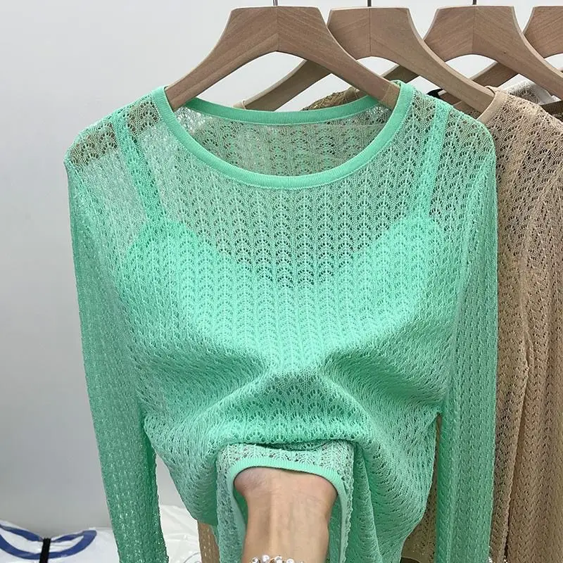 Long Sleeve Pullovers Women 5 Colors Sun-proof Casual High Street Soft Ulzzang Tender Knitted Summer Y2k Vintage  Mujer