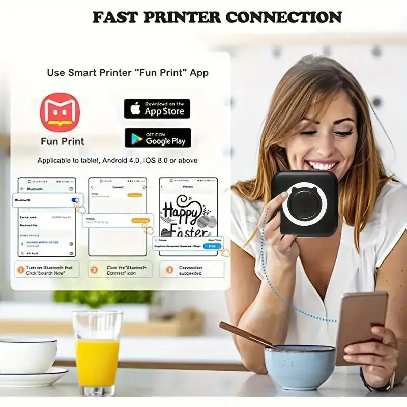 طابعة حرارية صغيرة محمولة مع كابل USB ، لاسلكي ، BT ، صورة ، ملصق ، مذكرة ، سؤال خاطئ ، طباعة ، Imprimante ،