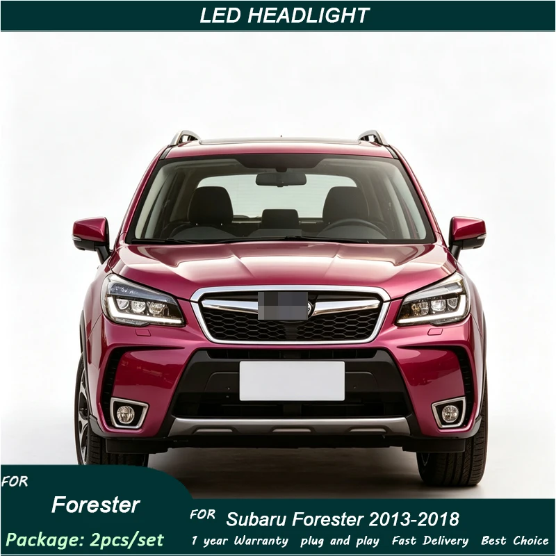 For Subaru Forester 13-18 Modified Headlight Assembly LED Projector Lens Daytime Running Lamp Sequential Flashing Turn Signal