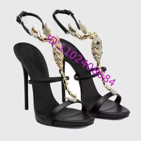Design Gold Kristall Skorpion T Strap High Heel Sandale Sexy Frauen T Strap Offene spitze Strass Skorpion Perlen Stiletto Sandalen