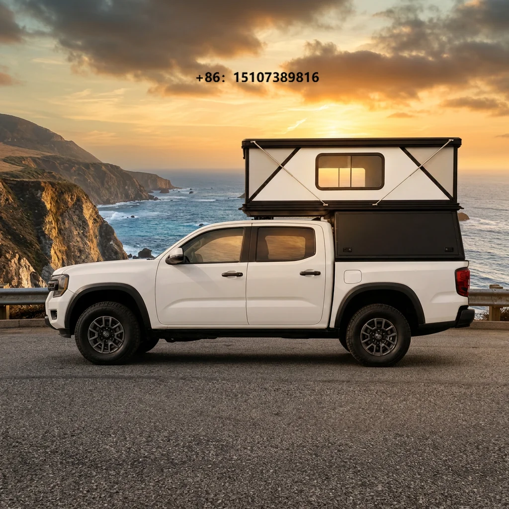 Insulated RV Exterior Accessories Aluminum Honeycomb Truck Canopy Shell, Pop-up Overlanding Camper for Tacoma
