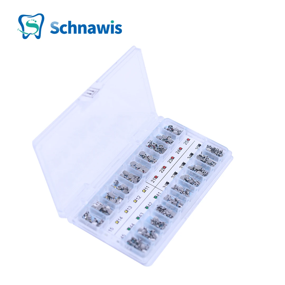 10 Conjuntos Suportes Dentários Cinta Ortodôntica Metal Mini Metal Roth Mini MBT Slot 0.022 0.018 Ganchos 345 Gancho Ferramenta Material de