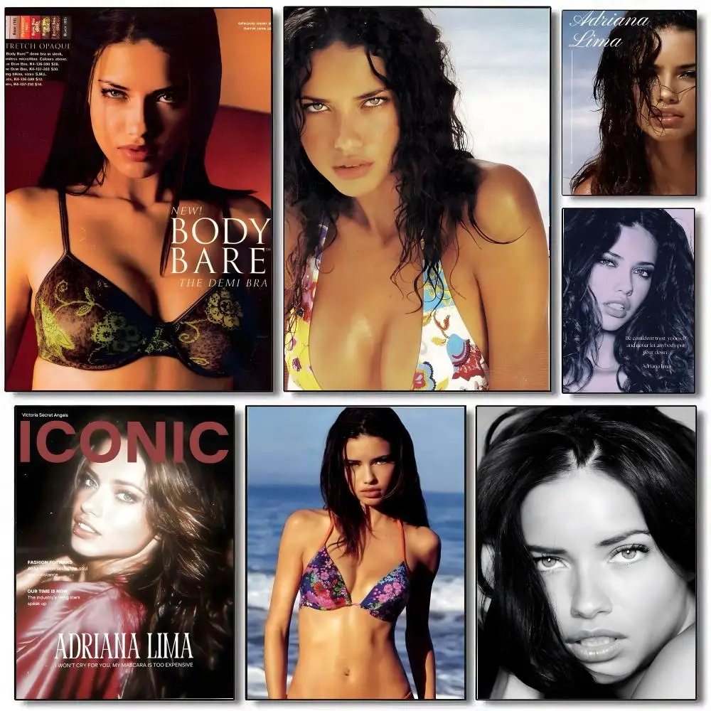 Adriana Lima Fashion Mode Poster Sticky Painting Prints Wall Art Waterproof Home Living Bed Room Bar Cafe Aesthetic Decor