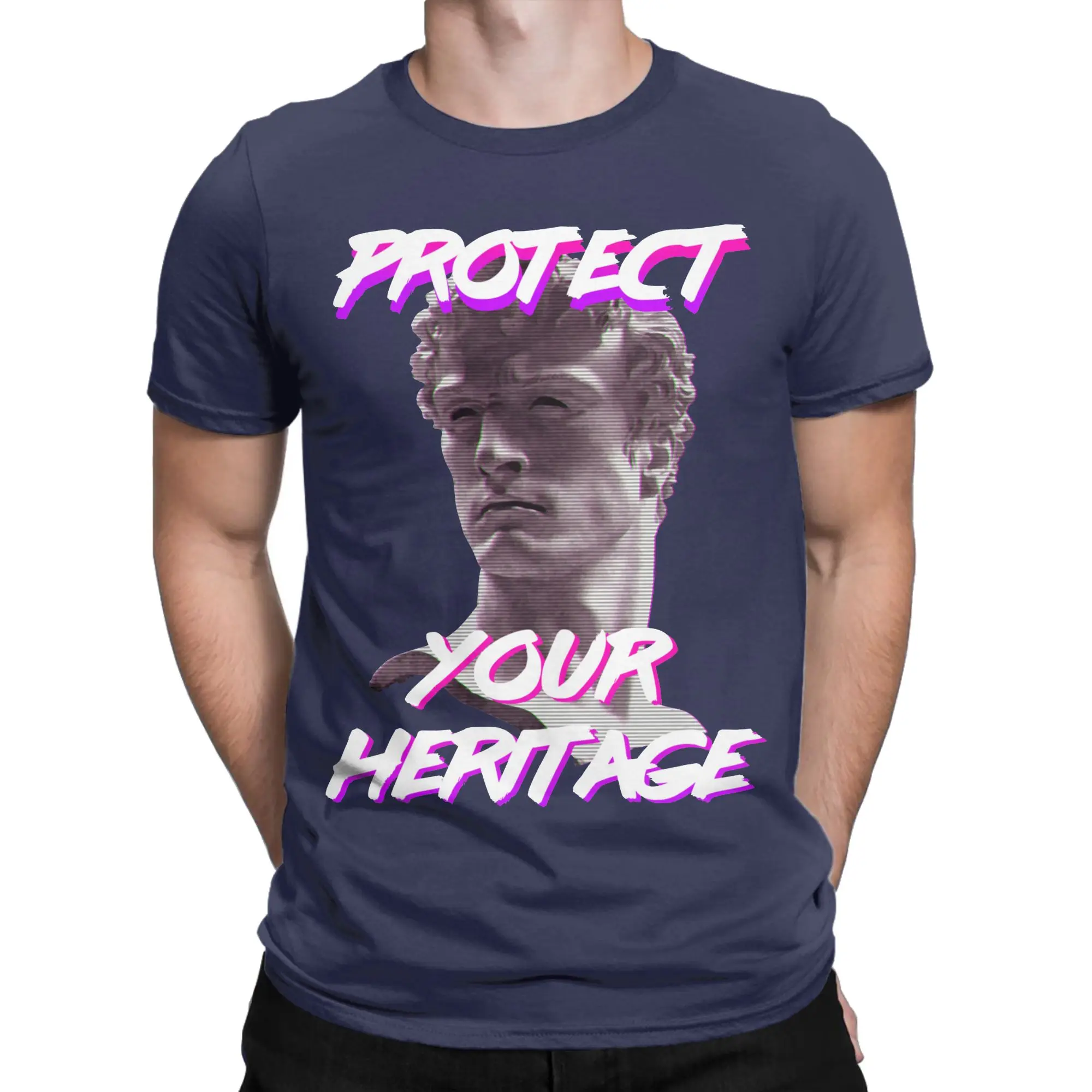 Vaporwave Protect Your Heritage T Shirt Men Women 100% Cotton Vintage T-Shirts Crewneck  Tees Short Sleeve Clothing Party
