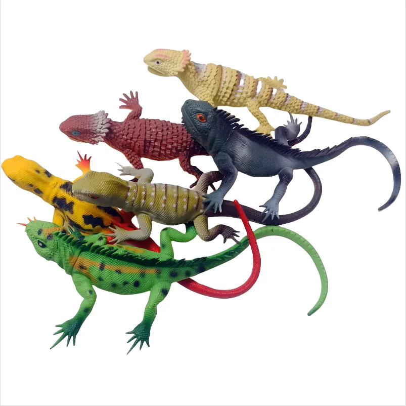 1PCS Soft Rubber Lizard Toy Realistic Squeak Sound Simulation Reptile Desktop Decoration Cognitive Learning Animal Ornaments