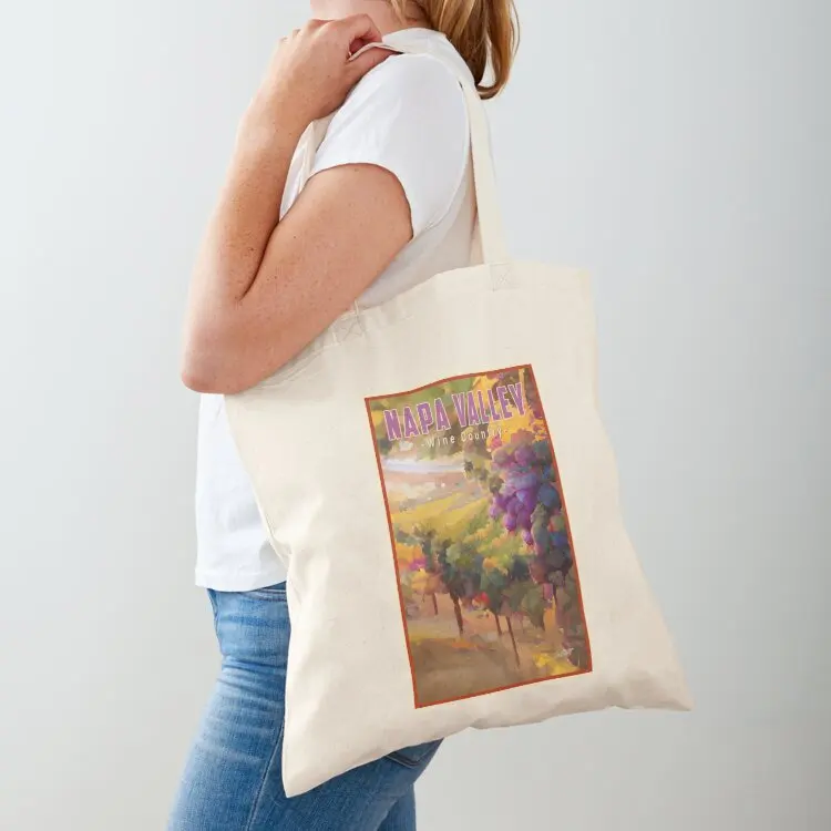 California Travel Wine Vineyard Napa Valley Tote Bag Women bags canvas tote Portable shopping bag hand bag
