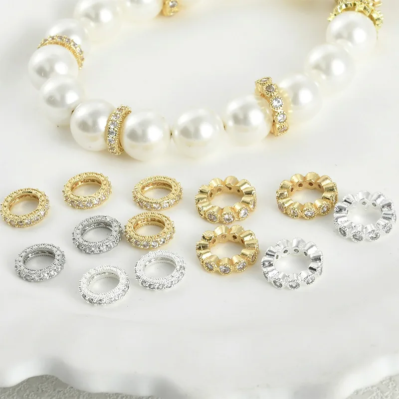 18k Copper Plated Gold Thick Silver Color Retention Large Hole Wheel Bead Spacer DIY Handmade Bracelet Necklace Accessories