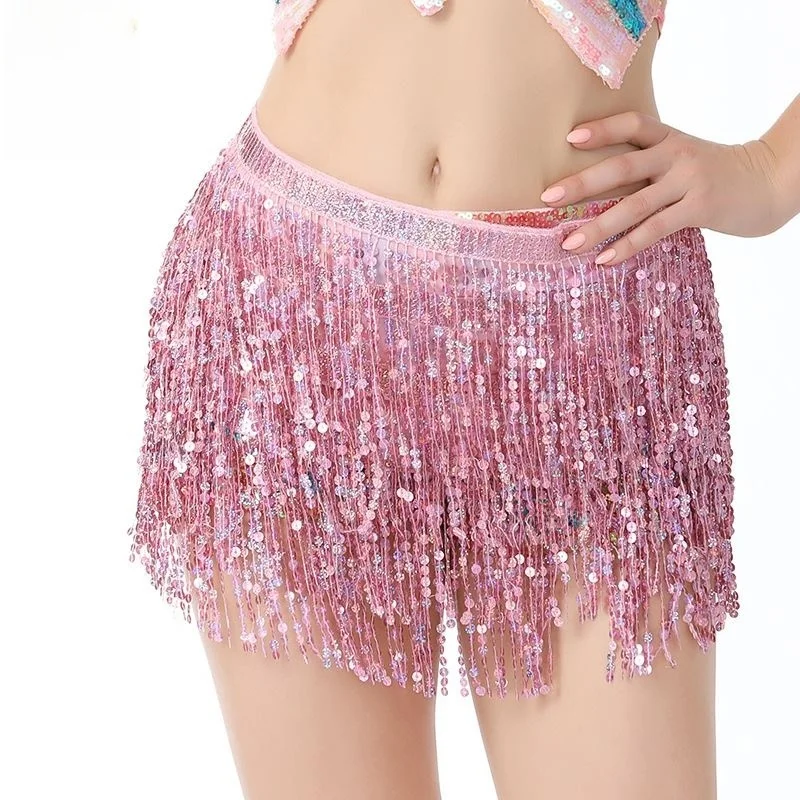 

New Halloween Belly Dance Performance Costume Sequin Tassel Hip Scarf Bead Waist Chain Sequin Tassel Dance Performance
