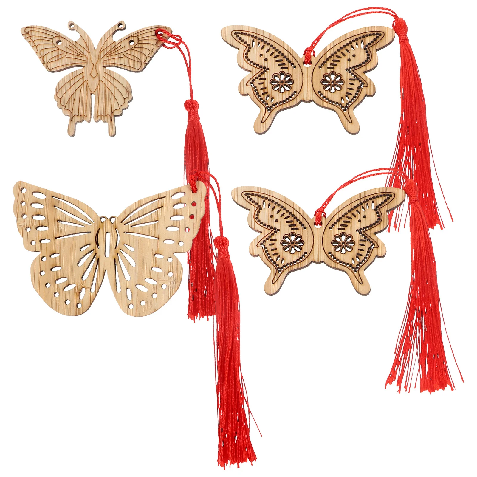 4 قطعة الإشارات المرجعية الخيزران شكل فراشة فريد رائعة كتاب علامات هدايا للنساء قراءة الإشارات المرجعية السائبة للبالغين