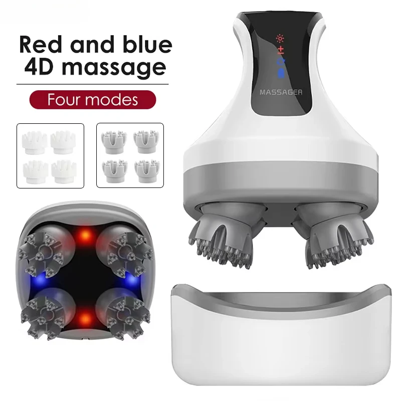 3D Electric Head Scalp Massage Antistress Relax Body Massage Red Blue Light  Antistress Knead Head Relieve Head Care Scratcher