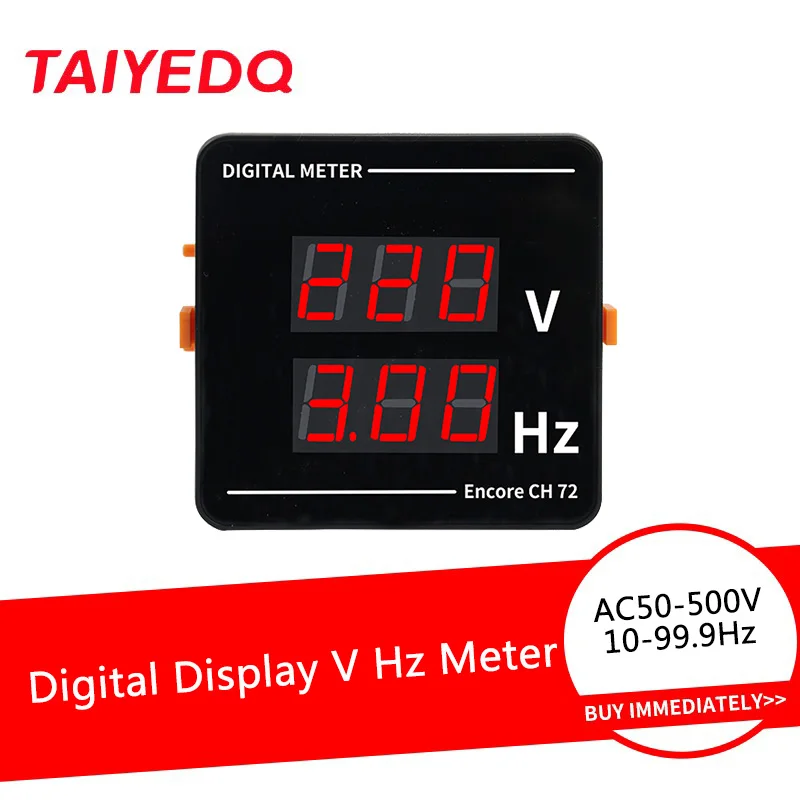 Square 72*72mm AC 50-500V 10-99.9Hz Digital Display LED Energy Voltage Frequency Panel Meter Voltmeter 