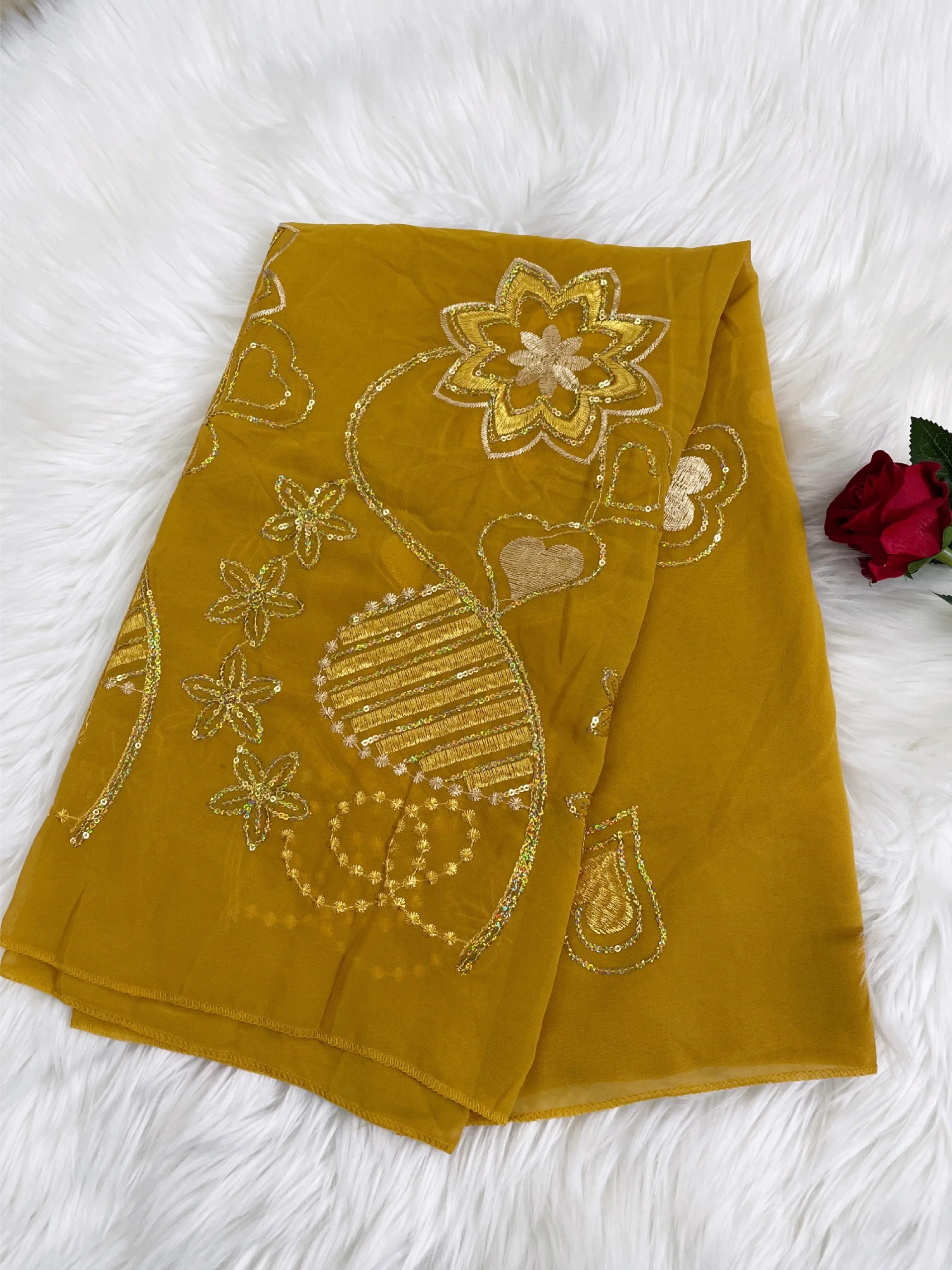 

2024 High Quality Hot Sales African Muslim Scarf Chiffon Sequin Embroidery African Women Hijab Dubai Scarf On Wholesale Price