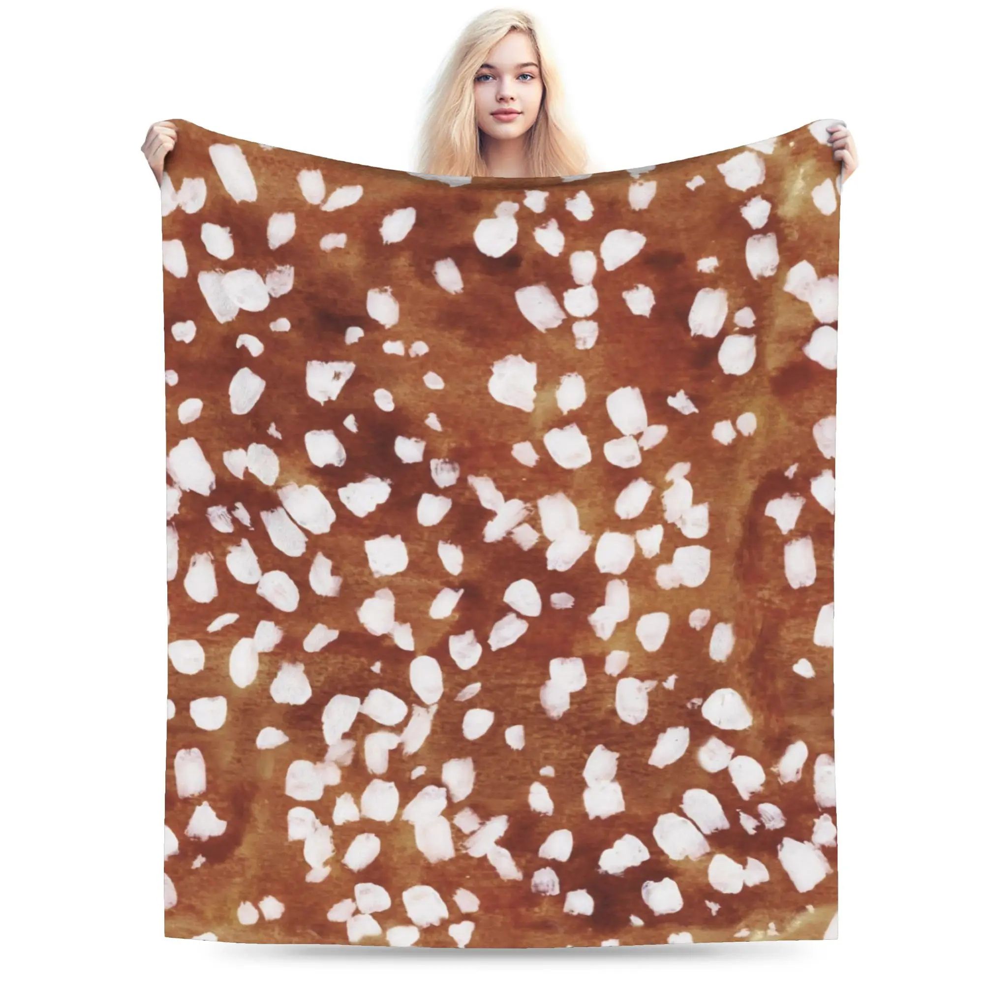 Novelty Design Brown Base Light Antelope Spot Blanket Ultra-Soft Fleece  Cozy Throw Blankets Machine Washable