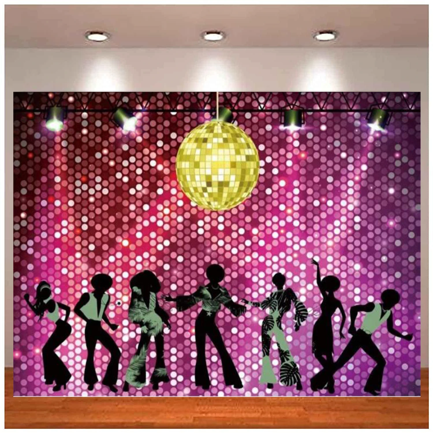 

Disco Themed Party Backdrop Disco Music Background Glitter Shiny Stage Lights 60s 70s 80s 90s Disco Party Banner Party Decor