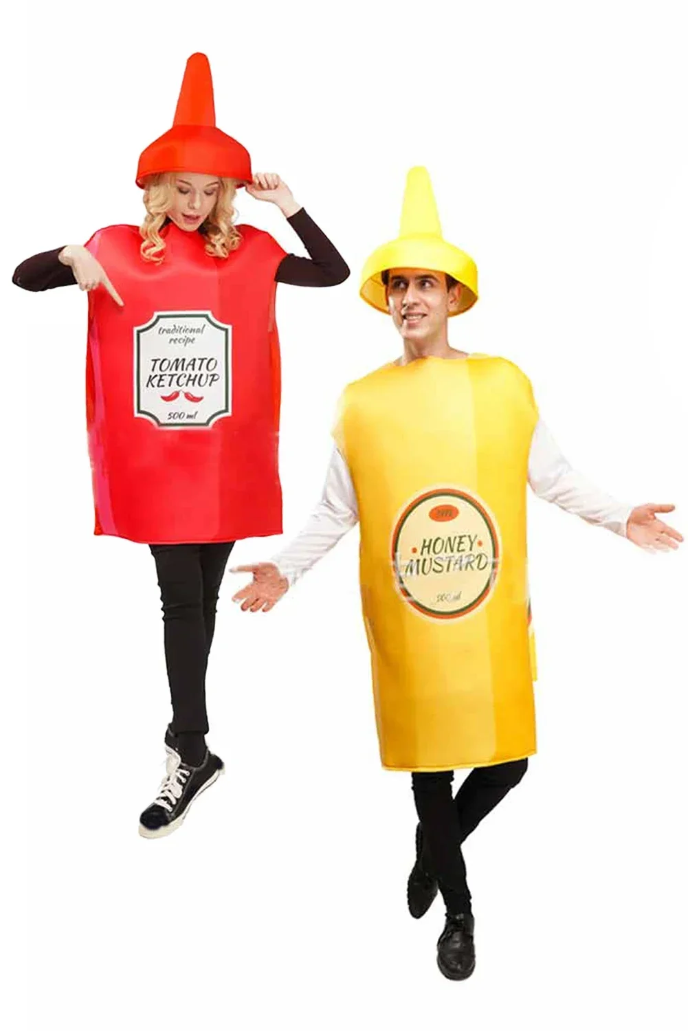 ชุดคอสเพลย์ซอสมะเขือเทศมัสตาร์ดสำหรับผู้ใหญ่ทั้งผู้หญิงและผู้ชายเสื้อผ้าสำหรับปาร์ตี้เทศกาลฮาโลวีนงานคาร์นิวัลแฟนตาเซีย