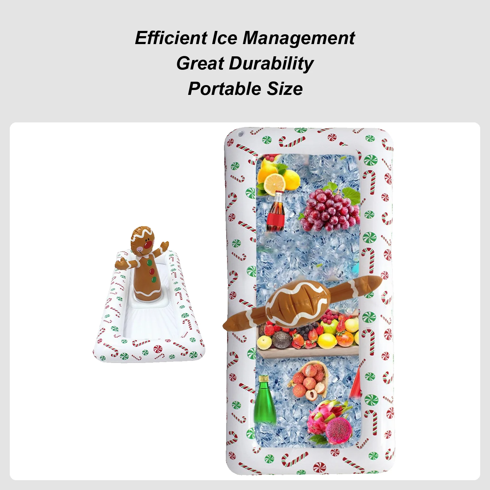 Inflatable Food Tray Ice Buffet Salad Serving Trays Holder Gingerbread Man Shape Cooling Container for Outdoor Indoor Hot