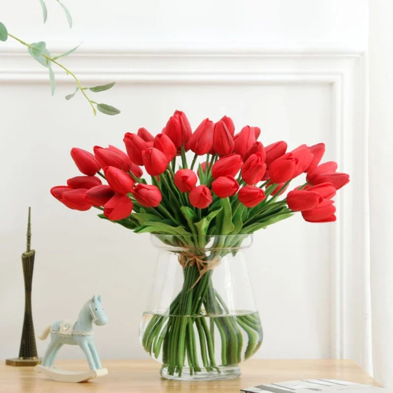 Ramos de tulipán simulados, flores artificiales falsas, decoración del hogar, decoración de boda, decoraciones duraderas y no marchitas, 1 ud.