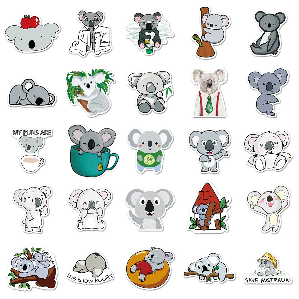 10/30/50 Stück Kawaii Tier Koala Cartoon Aufkleber Niedliche Graffiti Aufkleber DIY Motorrad Gepäck Briefpapier PVC Aufkleber Spaß als Geschenk