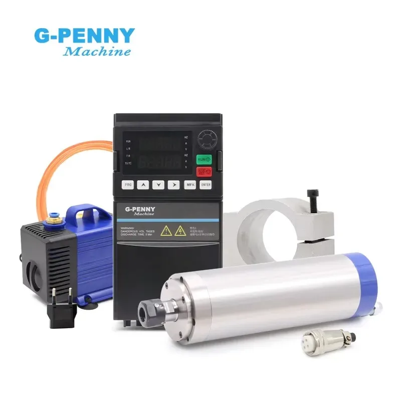 Hot Sale G-Penny 1.5KW ER16 D65 220V/380V Water Cooled Spindle Motor Kits YL42 Inverter 80W Water Pump 65mm Bracket CNC