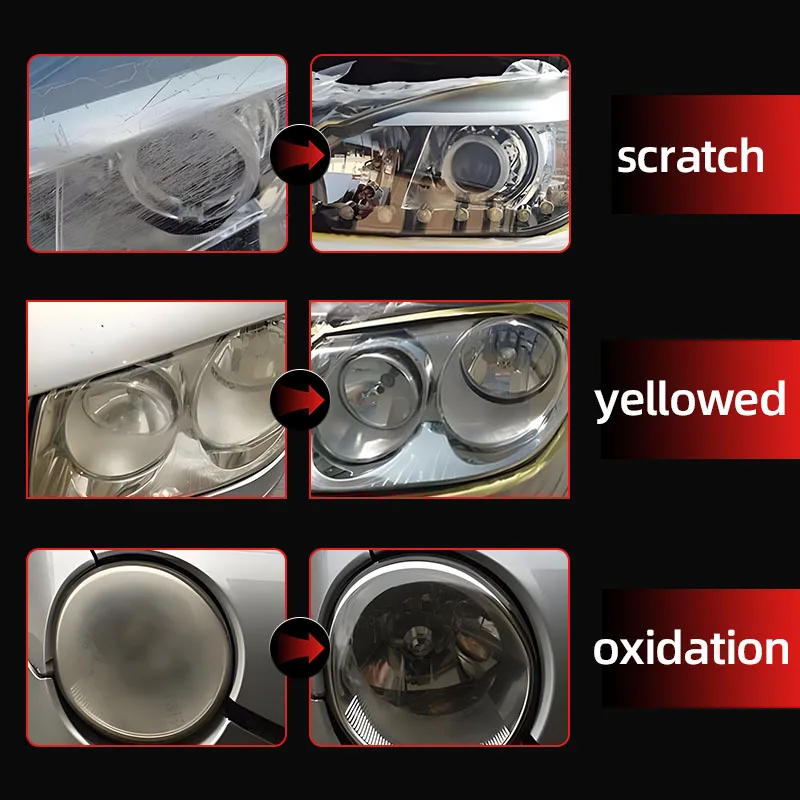 مجموعات تلميع استعادة المصابيح الأمامية للسيارة، كشافات أمامية احترافية، مزيل للخدش، معجون تنظيف لإصلاح الأكسدة، تلميع المصباح الأمامي #3