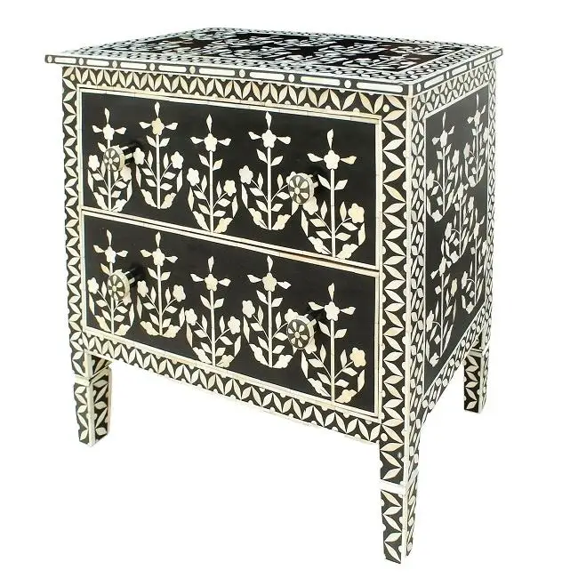 Handmade bone inlaid drawer cabinet floral design living room cabinet cabinet quality furniture