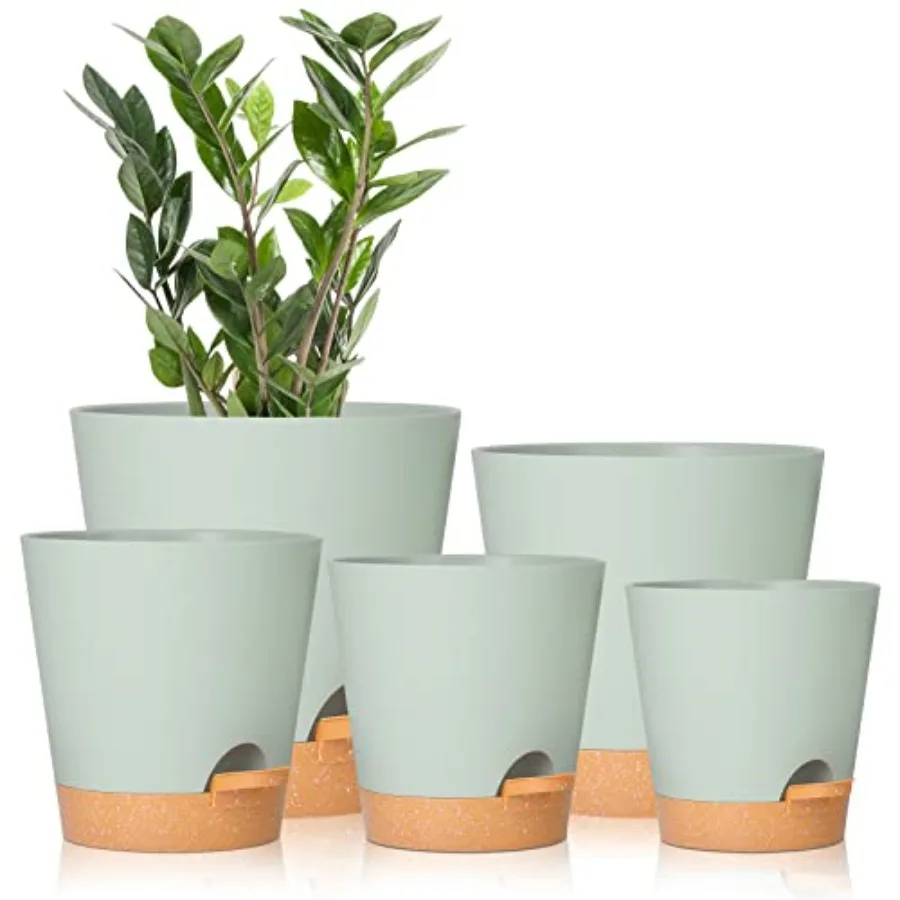 

Plant Pots 7 6.5 6 5.5 5 Inch Self Watering Planters with Drainage Hole Plastic Flower Pots Nursery Planting Pot for All House