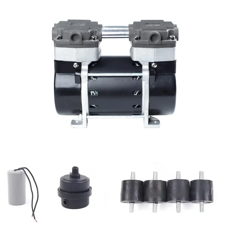 220V50 هرتز 180 واط مضخة تفريغ صامتة صغيرة خالية من الزيت مضخة تفريغ مضخة الضغط السلبي 27L/دقيقة -95KPA مناسبة للأغذية والطبية