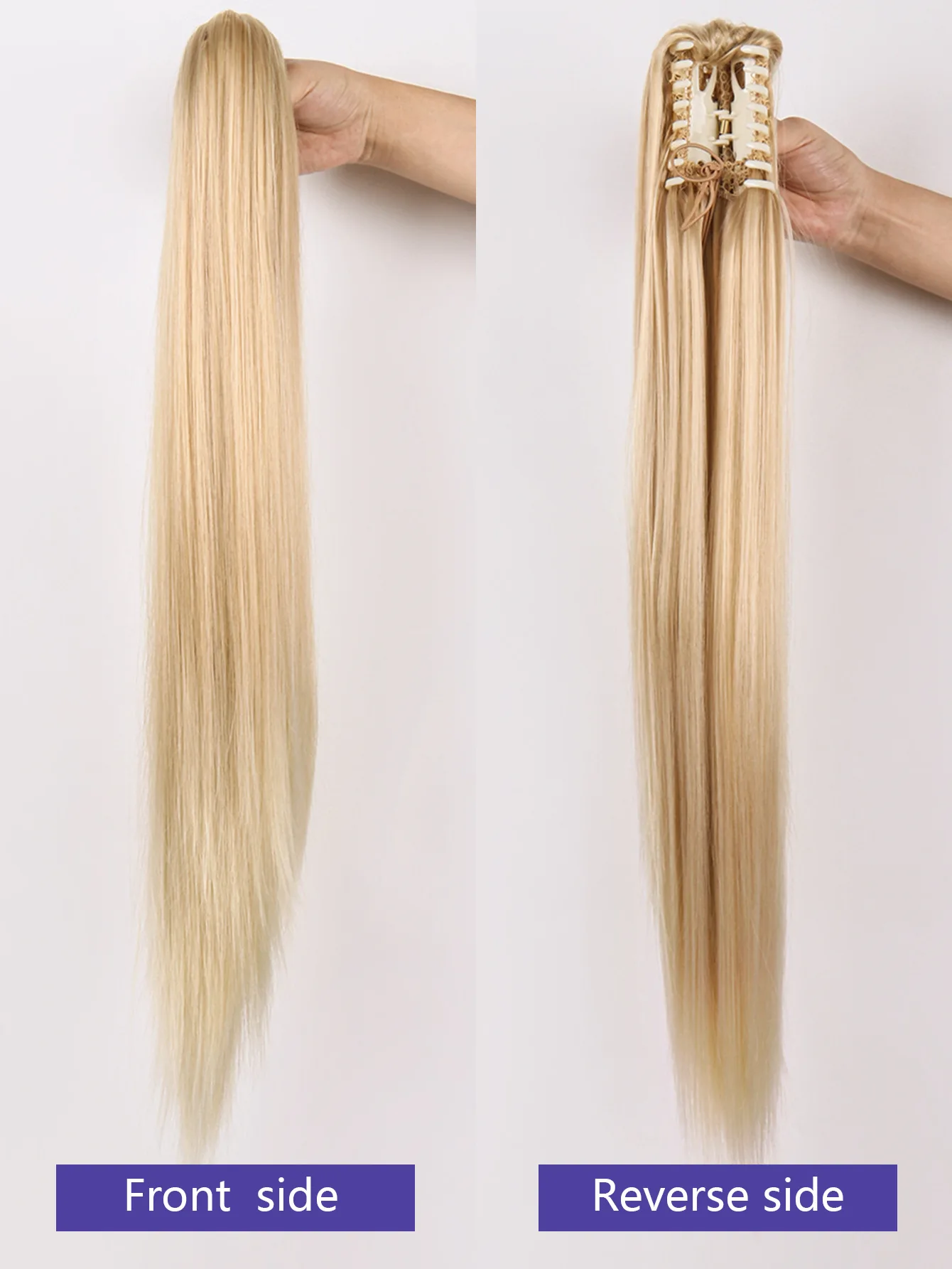 مشبك شعر على الموضة الأوروبية الأمريكية لذيل الحصان، مشبك شعر صناعي مستقيم للسيدات، إكسسوار شعر مستعار على شكل ذيل حصان من الحرير عالي الحرارة #5