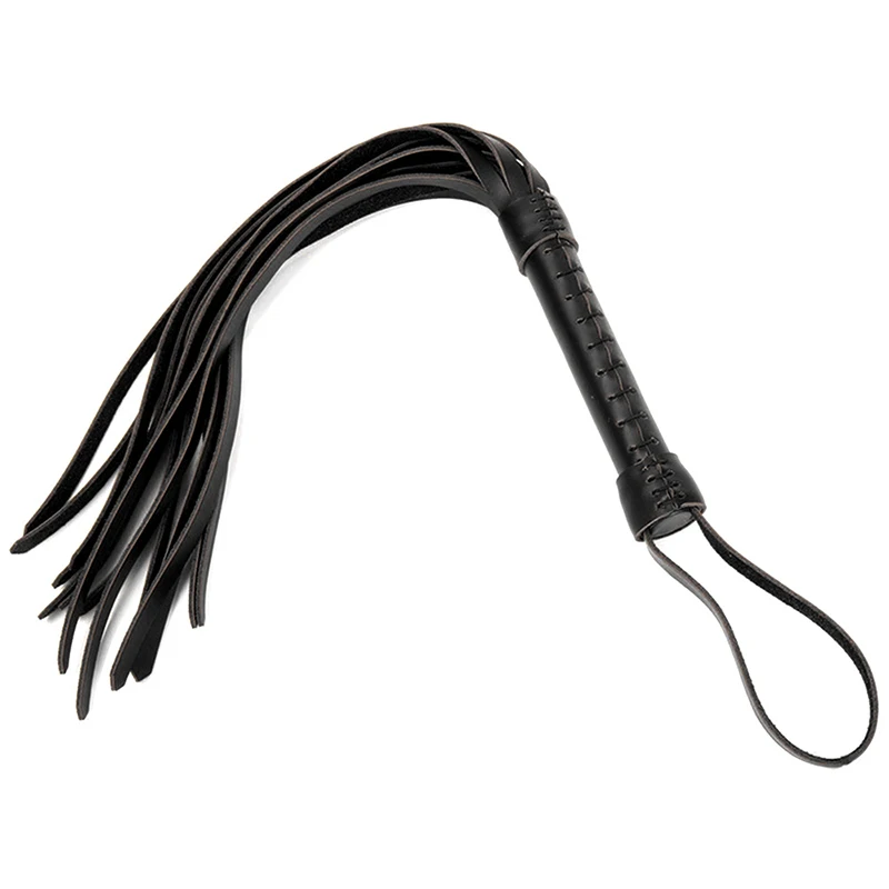 49CM Leather Horse Whip, Horse Training Real Leather Whips, Leather Covered Handle