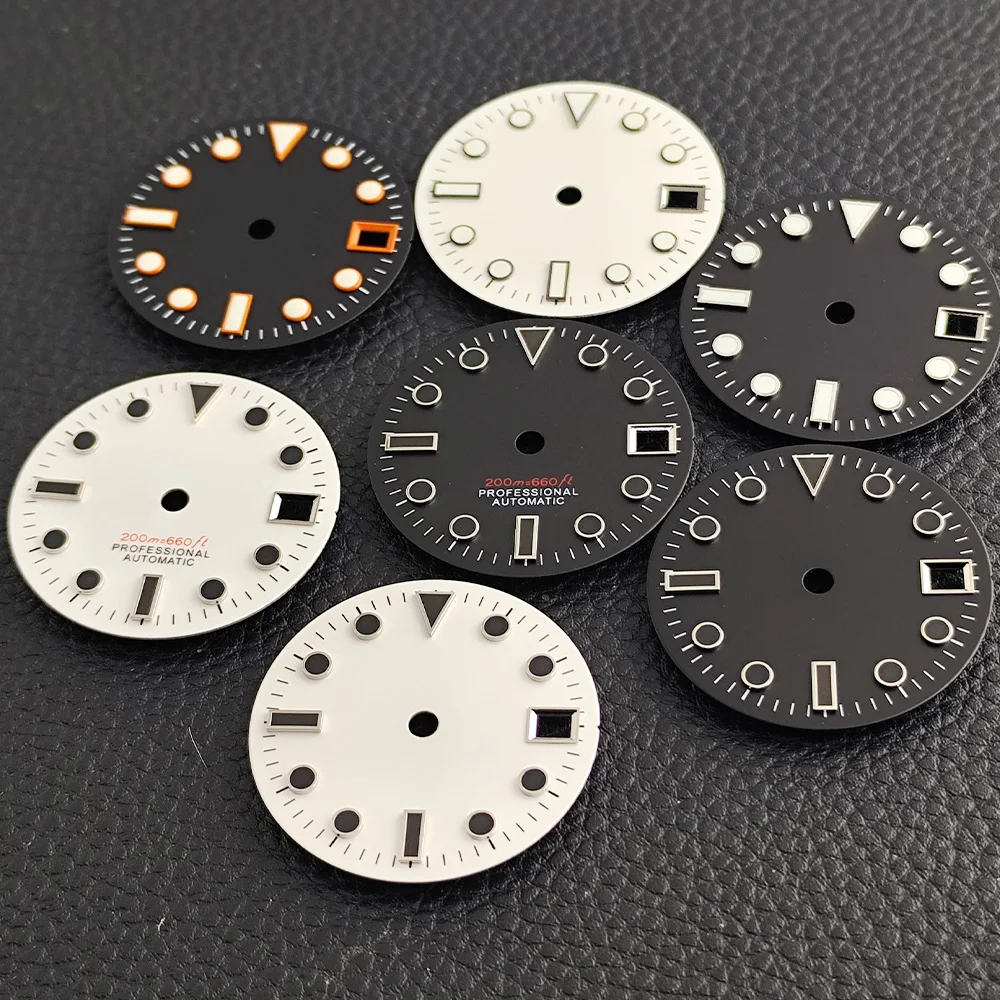 28.5MM Watch Dial for NH35 NH36 Accessories Watch Parts for Wristwatches Watch Face New Model Black/Silver Nail C3 Green Lume
