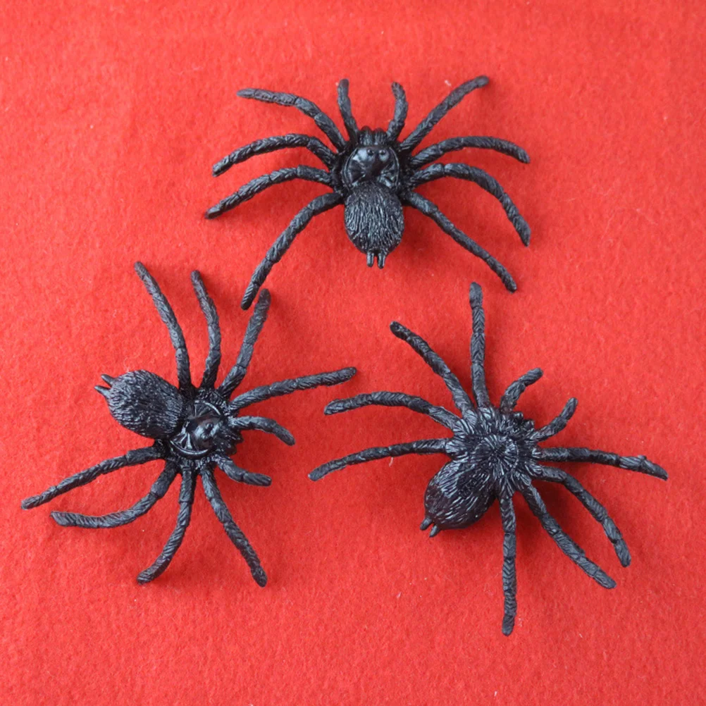 10 Pcs Plastic Black Spiders Prank Joking Funny Gadgets Decor for Halloween Parties Carnivals Costume Party (Black)