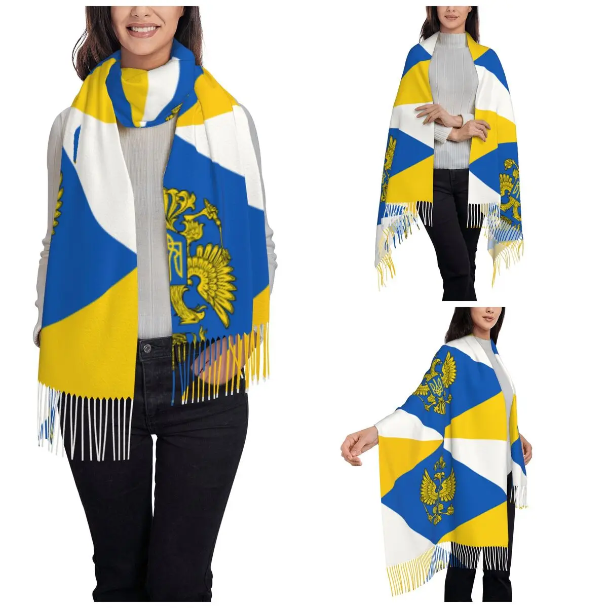 Lenço feminino com borla ucrânia grande inverno quente xale envoltório ucrânia nacional voando uso diário cachecóis pashmina