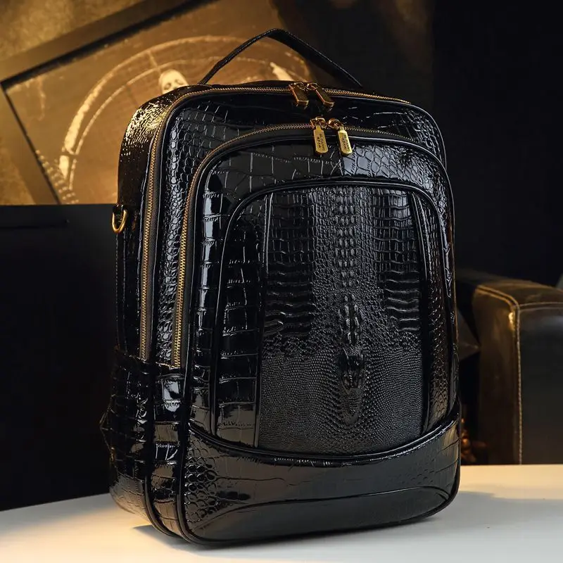 Luxury Brand Shiny Crocodile Backpacks Men's and Women's Backpacks New Fashion Large Capacity Travel Backpacks