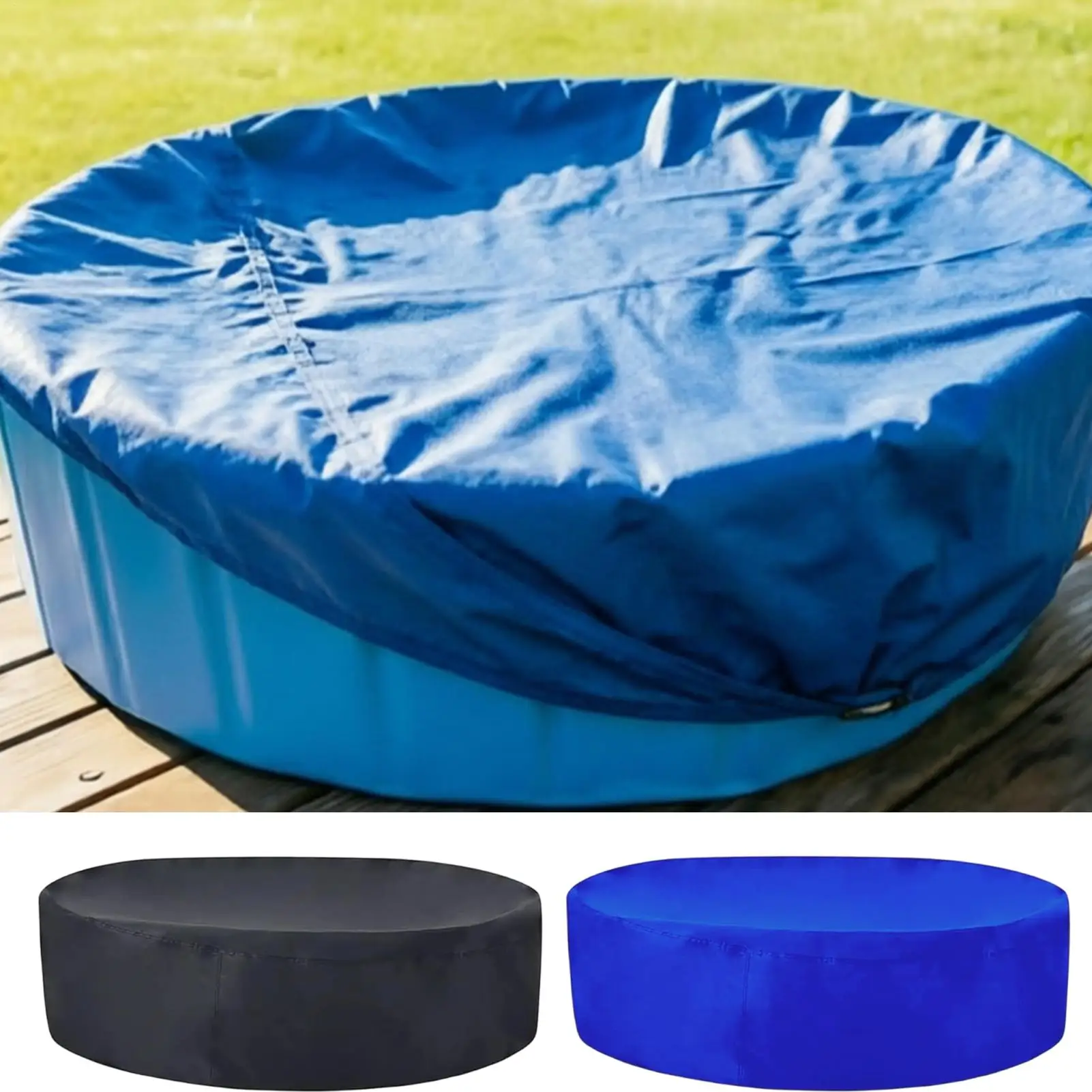 Couverture de piscine ronde Oxford résistante aux déchirures, imperméable, pliable, protection pour piscine enterrée, couverture anti-poussière avec cordon de serrage