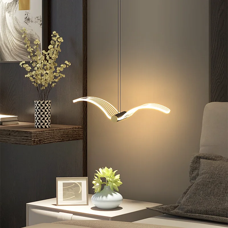 

Modern Minimalist Seagull Acrylic Led Pendant Lamp for Living Sofa Bedroom Bedside Lamp Home Decor Line Hanging Light Fixture