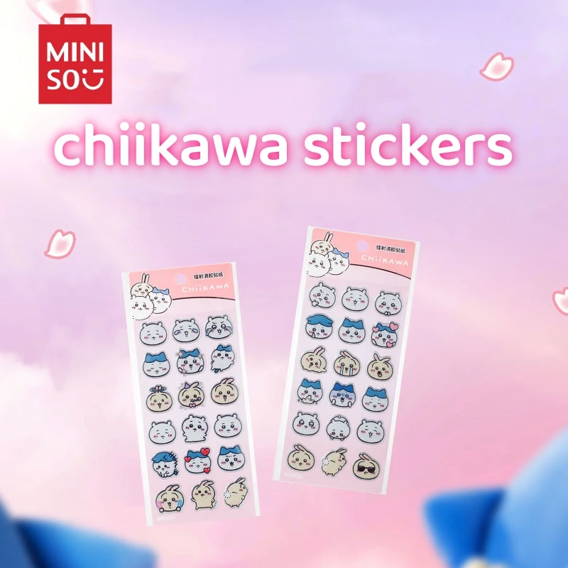 

Аниме MINISO Chiikawa система ПВХ стикеры мультфильм наклейки для руководства материал украшения кавайные дети подарок на день рождения