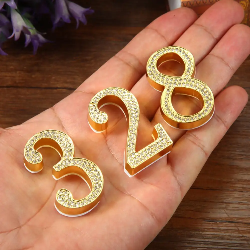 30mm x 50mm 0123456789 gold silver diamond Door Number Modern Plaque House Number Hotel Door Address Digits Sticker Plate Sign